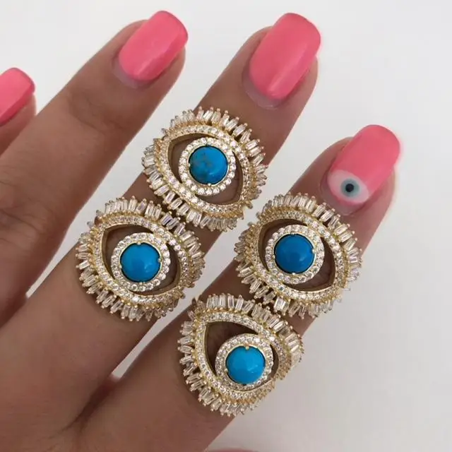 Золотое покрытие высокое качество Круглый Синий огненный опал драгоценный