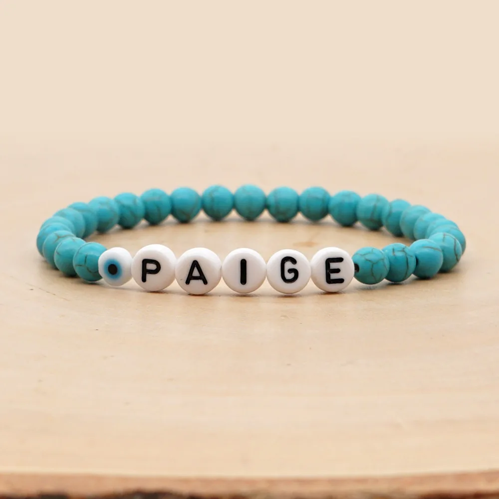 

Blue turquoise gemstone paige female black agate boys jewelry bracelet