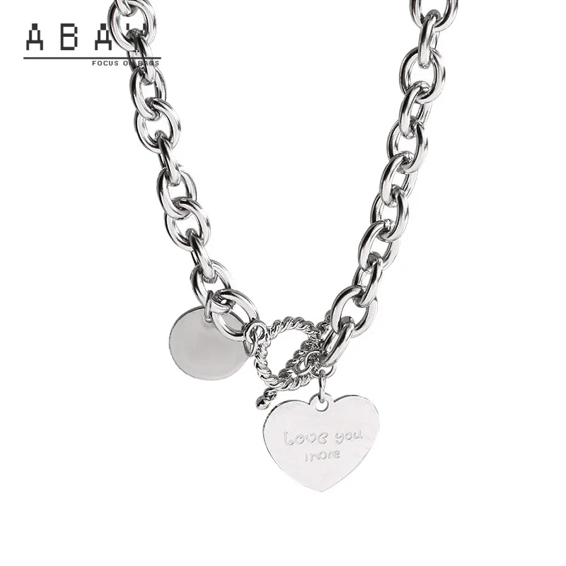 

Women Hot Sale Letter Love Pendant 2020 New Titanium Steel All Kinds Simple Hip-hop Cold Wind Short Collarbone Chain Woman
