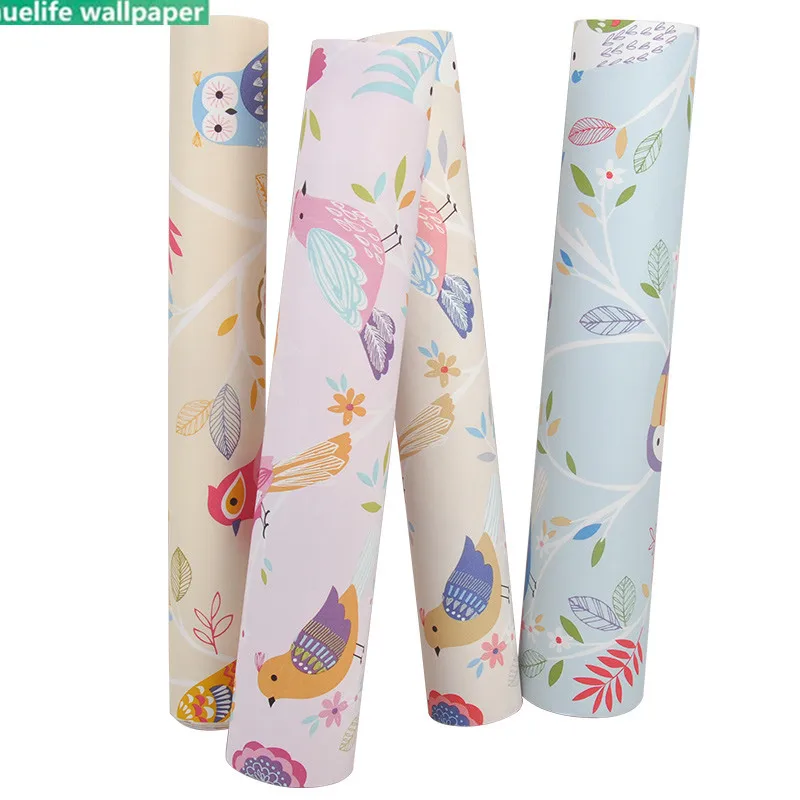 

Children's room wallpaper boy girl cartoon bedroom flower owl pattern wallpaper princess room eco-friendly home cute wallpaper