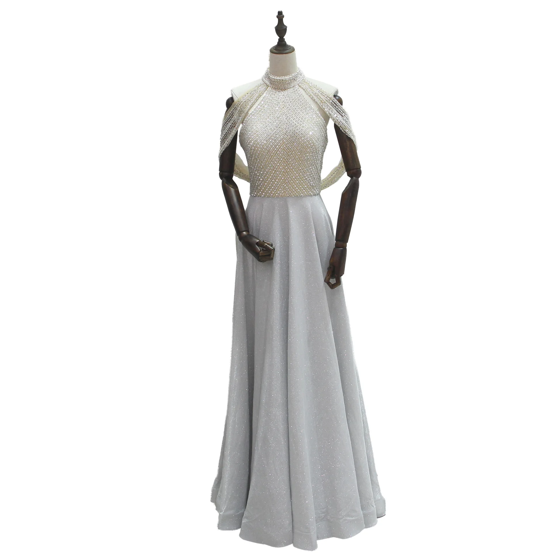 Elegant Halter Prom Dresses Glitter Beading Off Shoulder Backless Long Dress Evening Women Sparkly Rhinestone A Line Party Gown