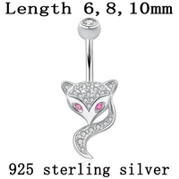 s925 belly button ring animal head 925 sterling silver women no allergic body jewelry navel ring piercing short long pin length