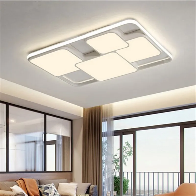 Прямоугольная/квадратная современная светодиодная Люстра для гостиной спальни