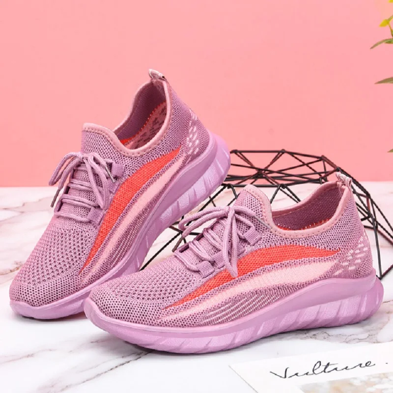 

Women shoes spring and summer fashion new lace-up flying knitting shoes breathable fashion running shoes women sports shoes wo