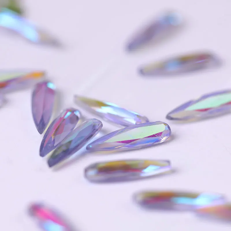 

10 pieces AB nail crystal Rhinestone gems long water drop charms 3D stones Rhinestone Nail Art decorations manicure accessories