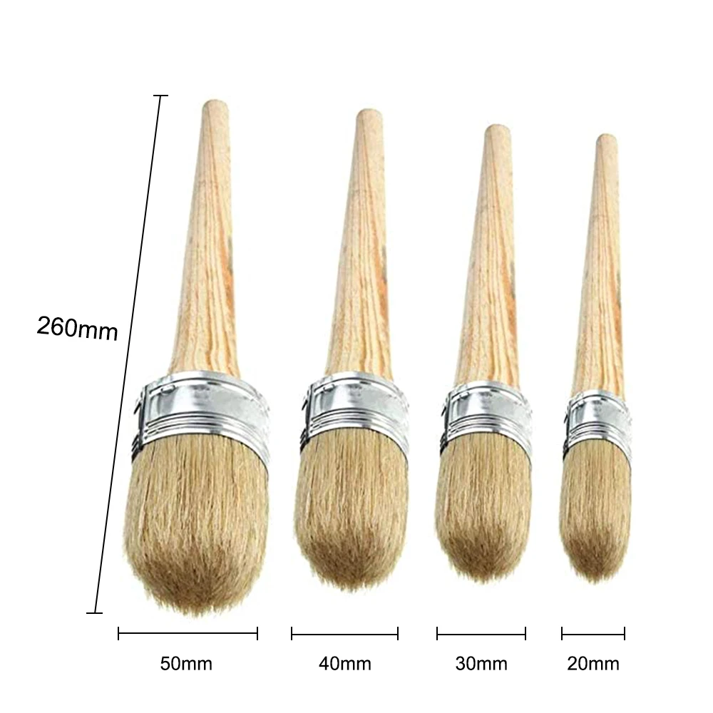 4 шт. набор кистей для восковой краски с круглой головкой натуральная щетина