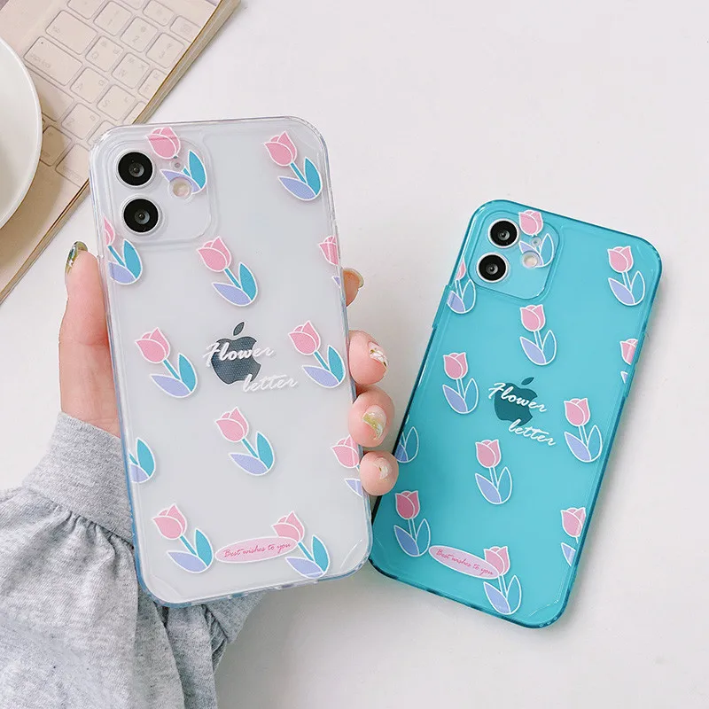 Чехол для телефона с цветочным рисунком iPhone 11 12 Pro Max X XR XS 12Mini 7 8 Plus SE2 защитный