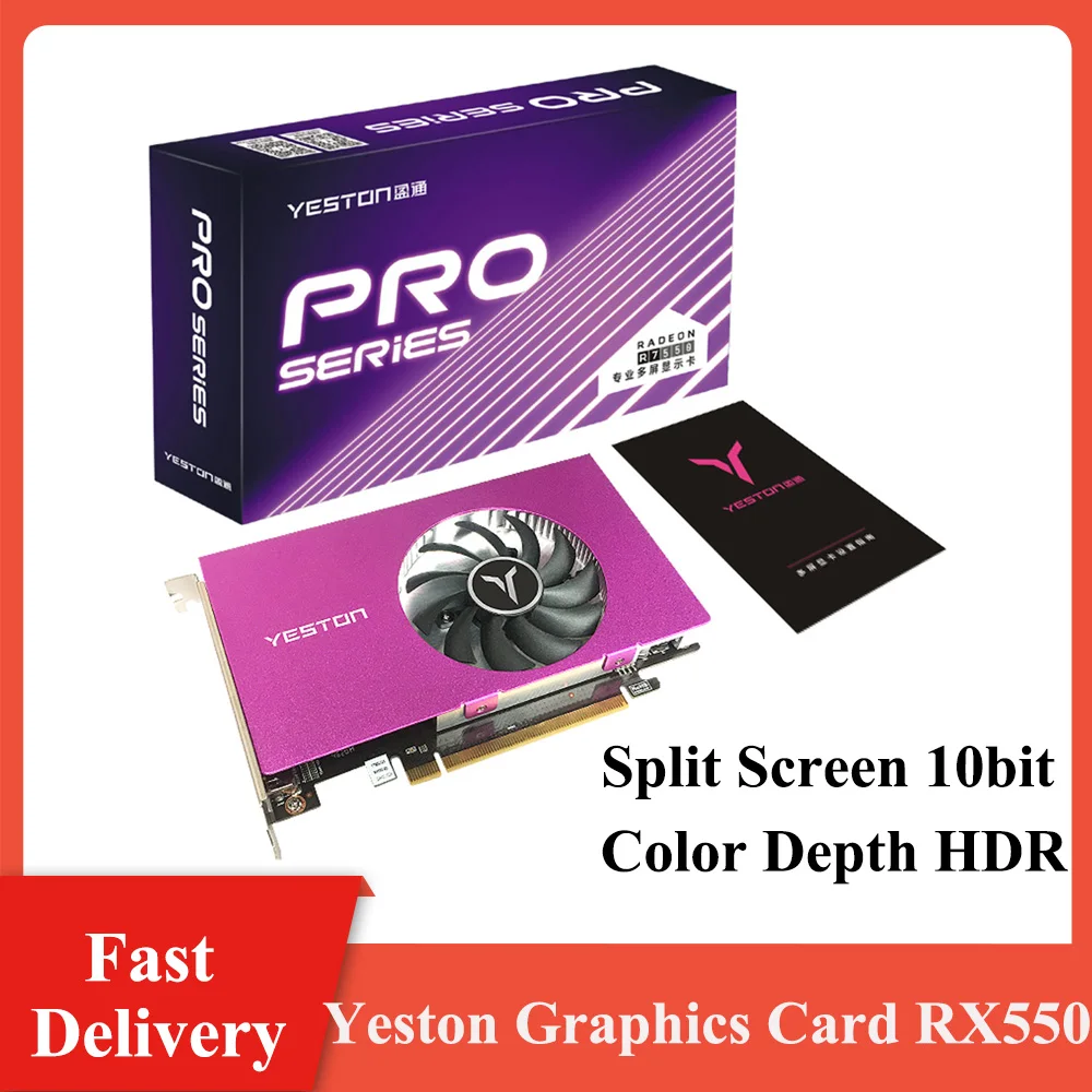 

Yeston Graphics Card RX550-2G 4HDMI-Compatible 4-Screen Support Split Screen 10bit Color Depth HDR 2G/128bit/GDDR5 Display Card