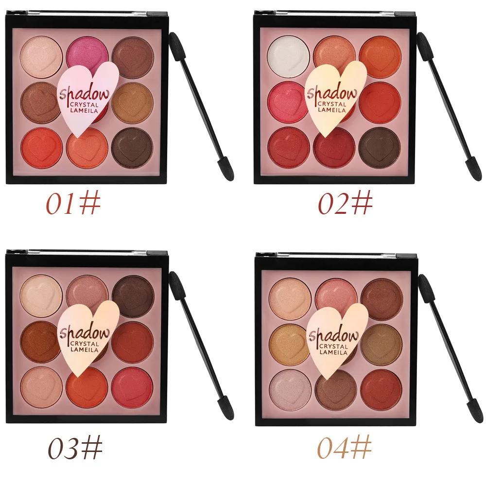 9 цветов Перламутровые блестящие тени для век Палитра матовые Кристальные