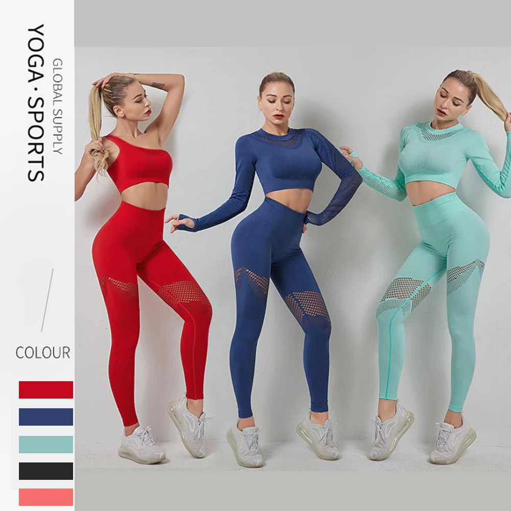 Спортивный костюм для спортзала спортивный бюстгальтер на одно плечо сетчатые