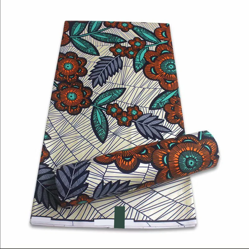 

6 Yards/lot High Quality Veritable Golden Wax Guaranteed 100% Cotton Fabric African Batik Fabrics Ankara Real Printing Wax-S0218