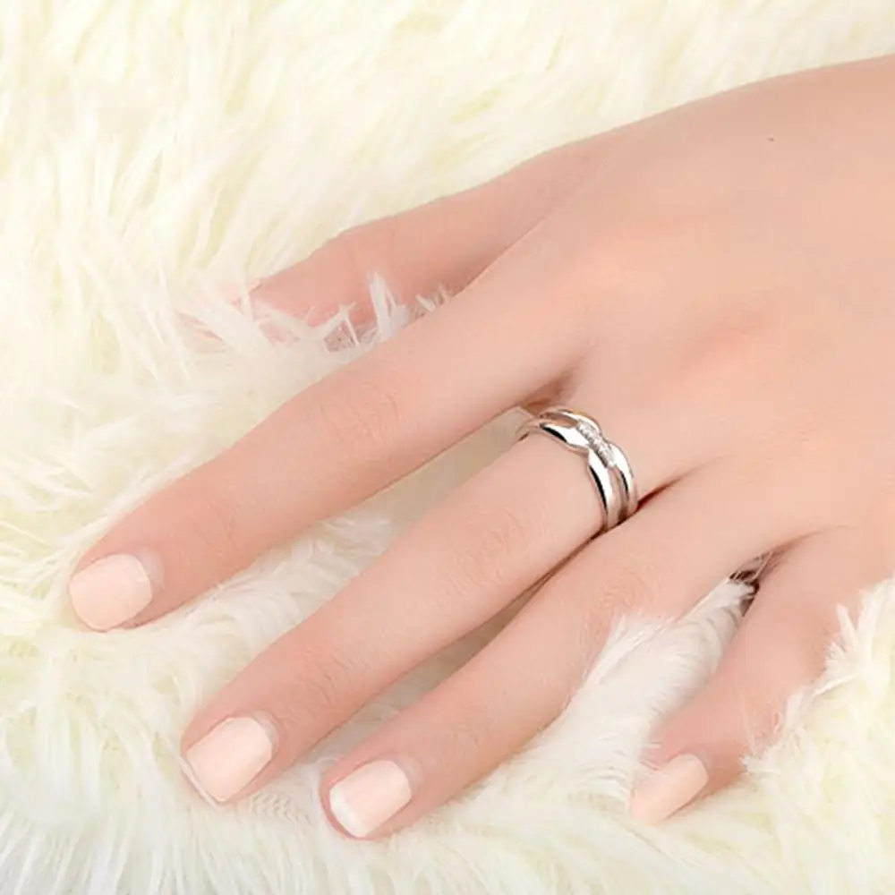 Чандлер корейское геометрическое микро CZ двойное кольцо Сплит многослойное