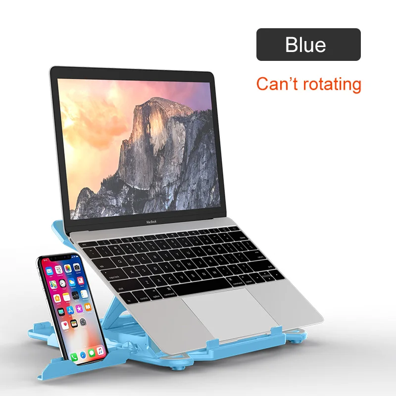 Blue Normal 360 Вращающаяся подставка для ноутбука Складная подставка для ноутбука Macbook lenovo держатель для ноутбука Компьютерная Вентиляция с держателем для телефона - Цвет: Blue Normal