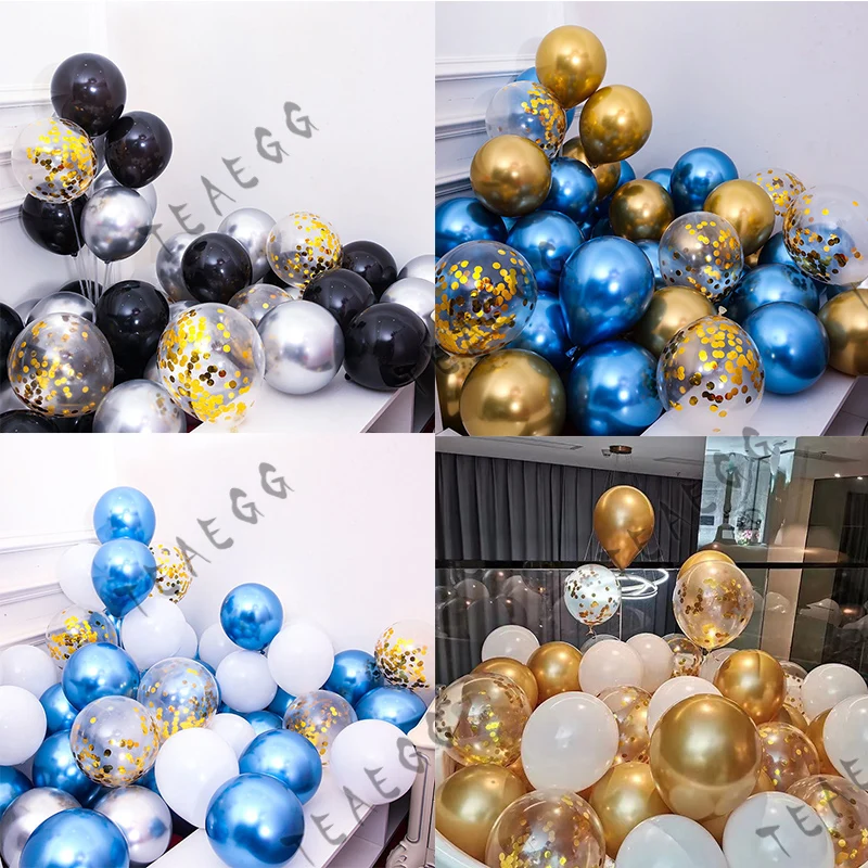 

30Pcs Mixed Gold Confetti Birthday Ballon Party Decor Baloon Wedding Birthday Party Decoration Chrome Balloon Baby Shower
