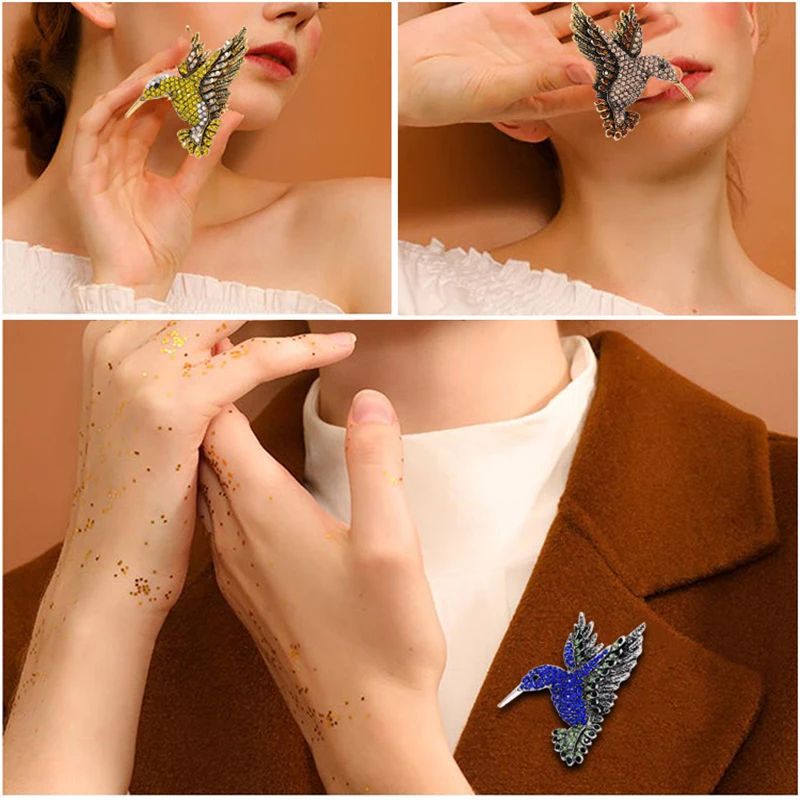 Красочные Стразы Брошь Колибри броши в форме животных для женщин Корейском стиле