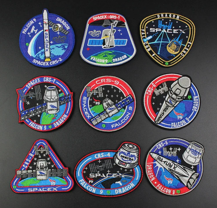 Нашивки с вышивкой аэрокосмической станции эмблема Военная миссия сокол дракон