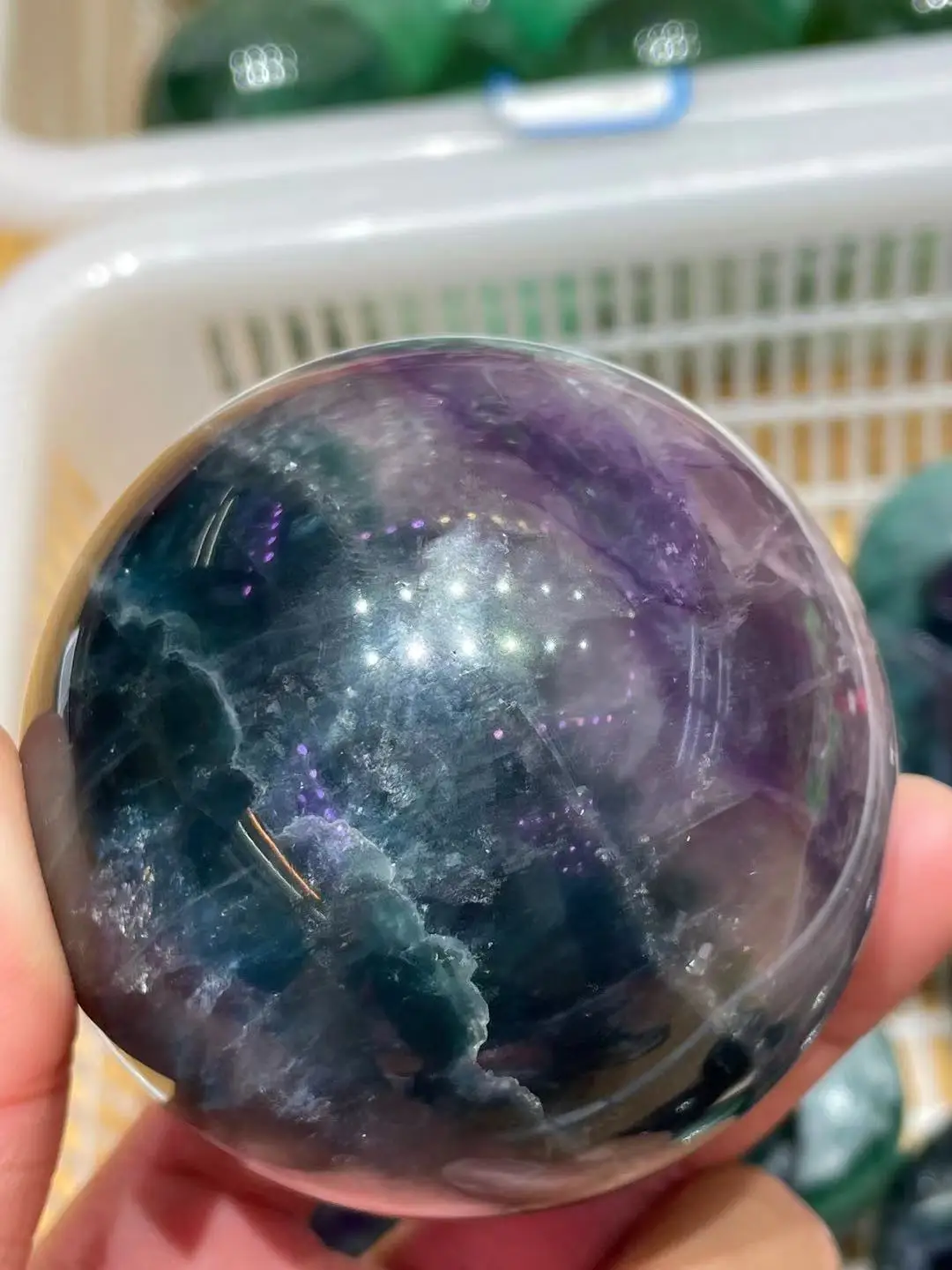

40-100mm Natural and beautiful colored fluorite ball
