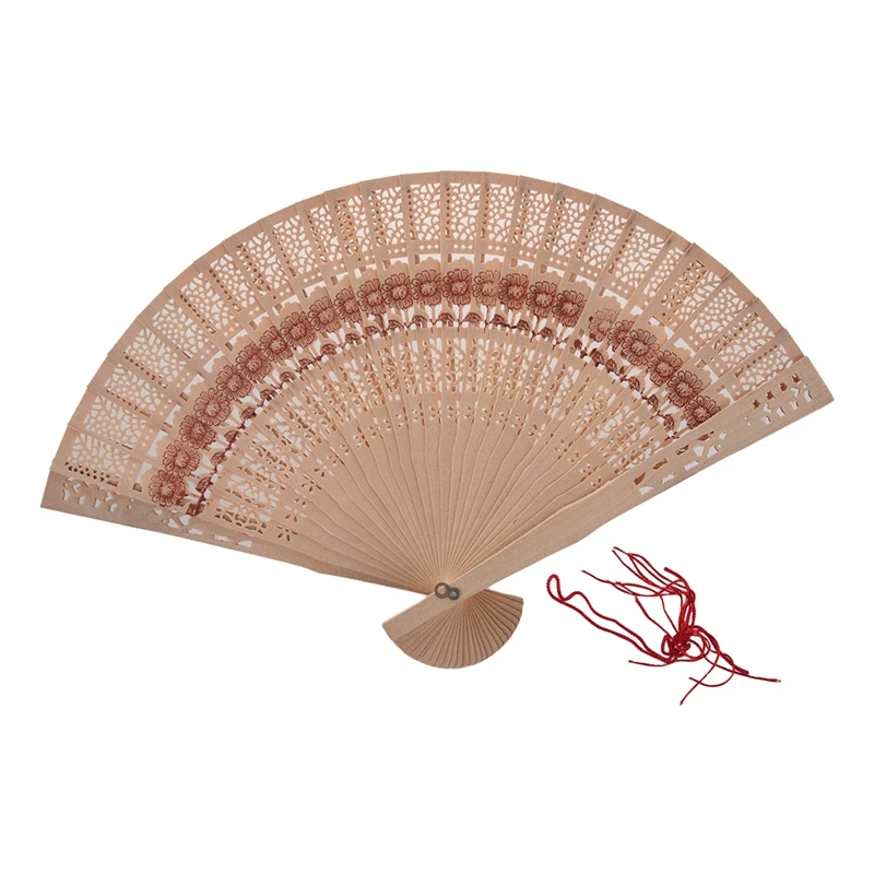 

Folding Wooden Carved Sunflower Print Fragrant Hand Fan