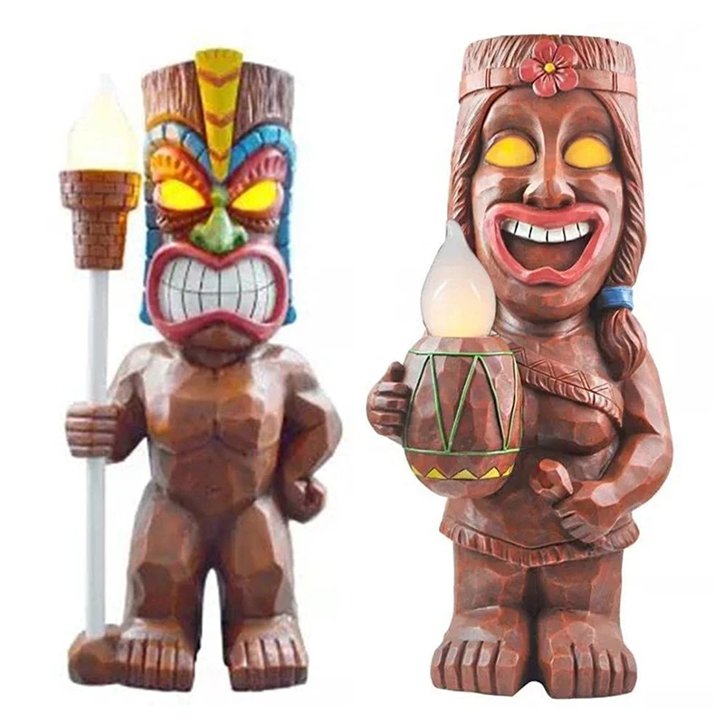 

Садовая статуя Mayan Totem, садовый декор на солнечной батарее, для бара, патио, газона, двора
