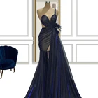 Темно-Синяя Женская одежда, морские Бальные платья, футболка знаменитости, подиумный костюм для маскарада, наряд для вечеринки CXF112
