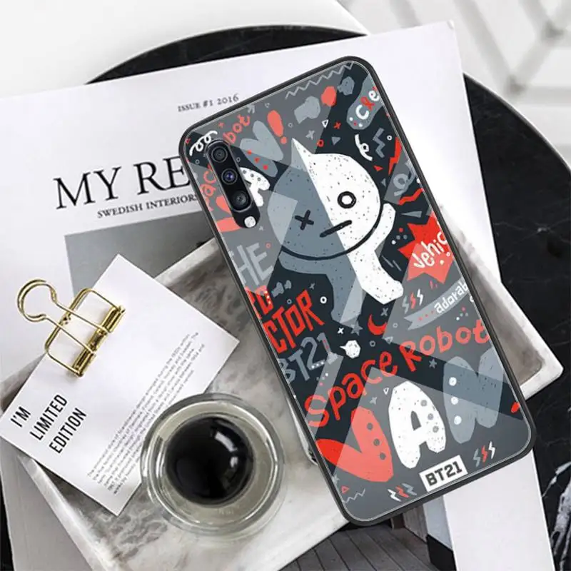 

Luxury cute cartoon BT21 Phone Case Tempered Glass For XiaoMi 8SE 6 8lite MIX2S Note 3 Redmi Note 7 5 4 Redmi 6A 5Plus 4X