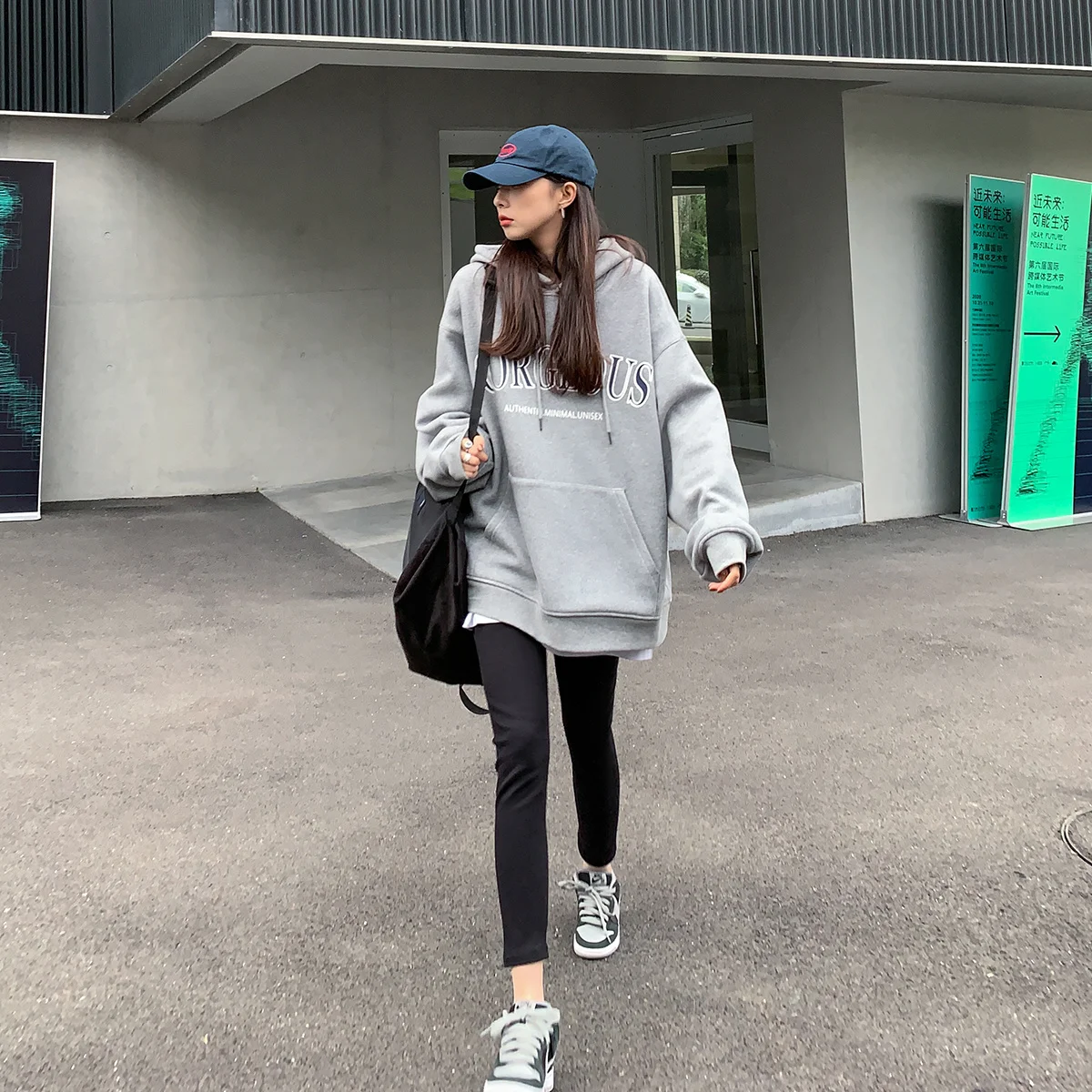 Осенне-зимняя американская плюшевая толстовка с буквенным принтом Женское