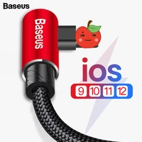 baseus 90 degree usb cable for iphone 11 pro max fast charging data cord mobile phone cable for iphone xs max xr 8 7 6 6s 5 ipad