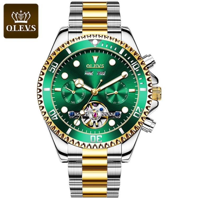 

OLEVS 6605 Men Fully Automatic Mechanical Watch Multifunctional Waterproof Luminous Luxury Design Men's Business Wristwatches
