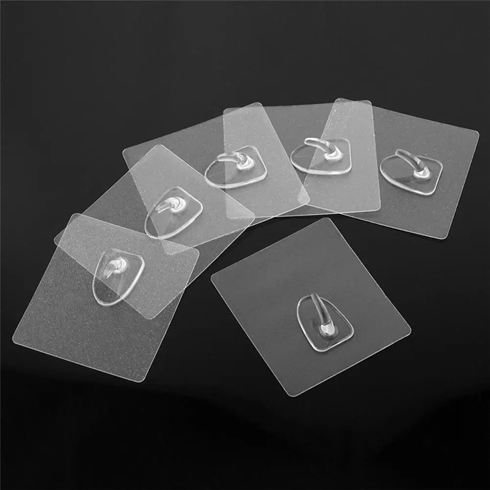 

10Pcs Transparent Strong Self Adhesive Door Wall Hangers Hooks For Silicone Storage Hanging Kitchen Creative Bathroom Accessorie