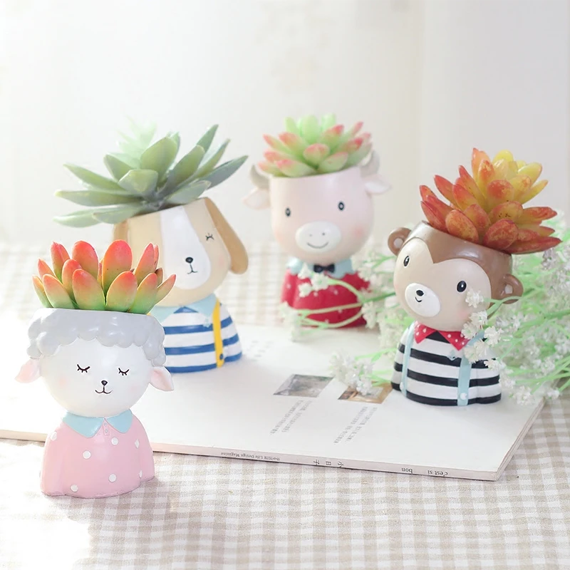 Набор дощечек с милыми животными 4 шт. творческие суккулентные цветы настольные