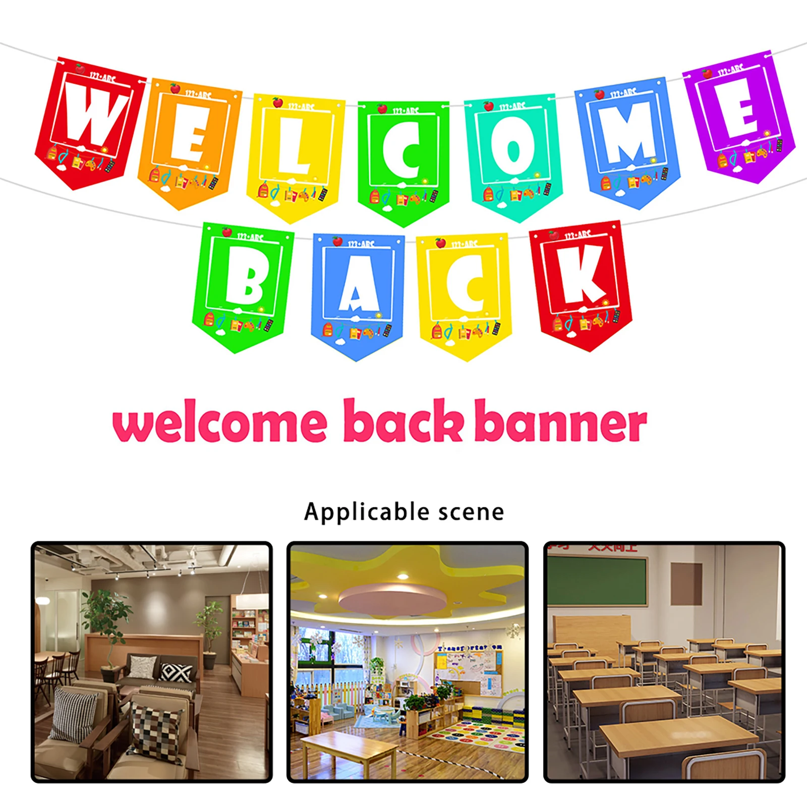 

12Inch Latex Balloons with Welcome Back Banner Christmas Decorations for Students Back to School Birthday Party Home Decorations