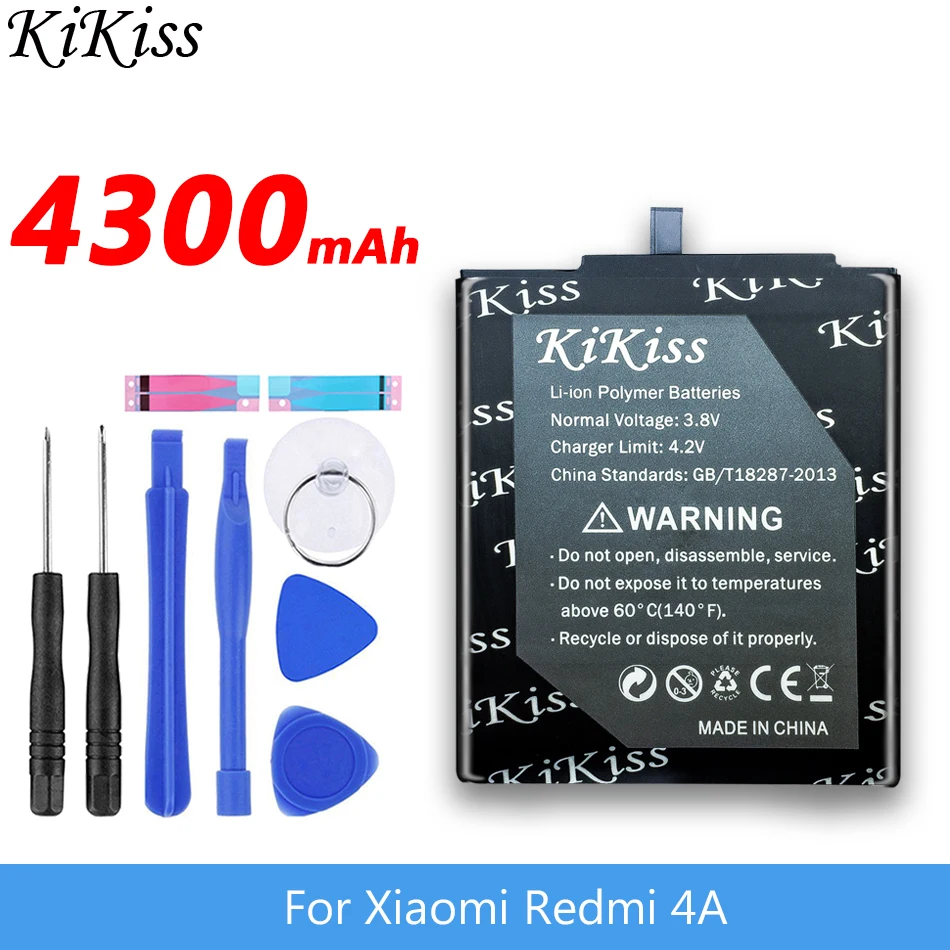 4300mAh BN30 Redmi4A Бесплатный инструмент аккумулятор KiKiss BN30 BN31 BN34 для Xiao mi Red mi 4A/Red mi 5A/Red mi Note 5A/Red mi Note 5A Pro Аккумулятор для Xiao mi 5X mi 5X - Цвет: 4300mAh BN30 Redmi4A