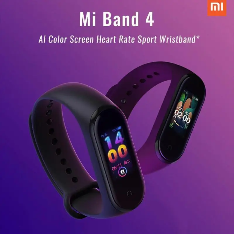 Xiaomi mi Band 4 оригинальная глобальная версия водонепроницаемый смарт mi band 4 браслет пульсометр фитнес 135 мАч 3 вида цветов экран Bluetooth 5,0