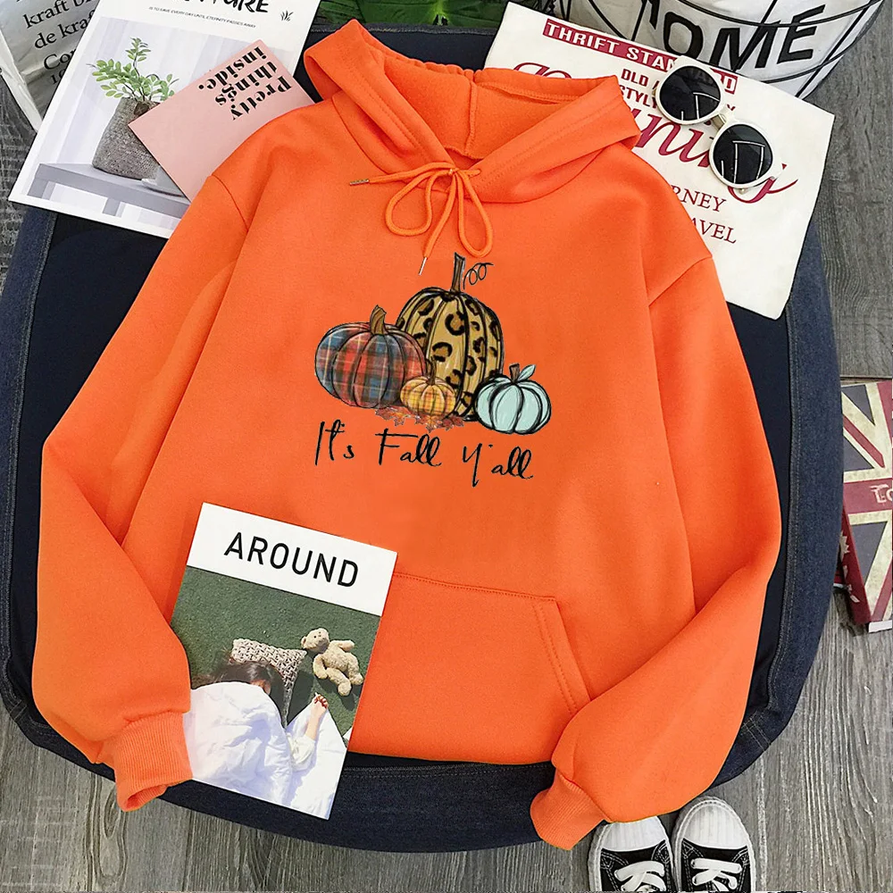 

Женская толстовка с капюшоном It's Fall Yall, свитшот с леопардовым принтом на День Благодарения, с тыквой, специями, одежда в эстетике, 2021