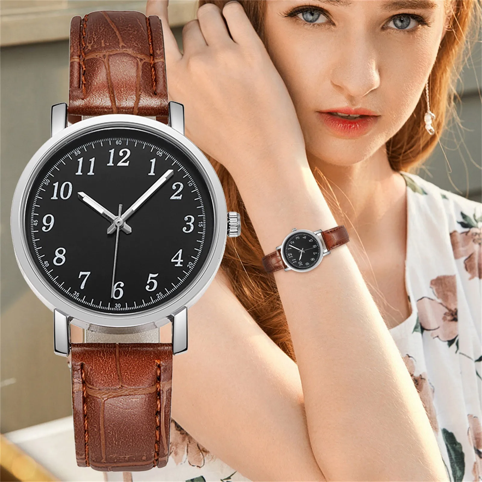 

Ladies Quartz Digital Watch Arabic Numerals Dial Leather Strap 2021 Casual Women's Wristwatch Fashion Clock Watch Zegarek Damski
