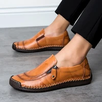 new high quality split leather mens shoes handmade men loafers non slip flats comfortable dress shoes casual shoes big size 48