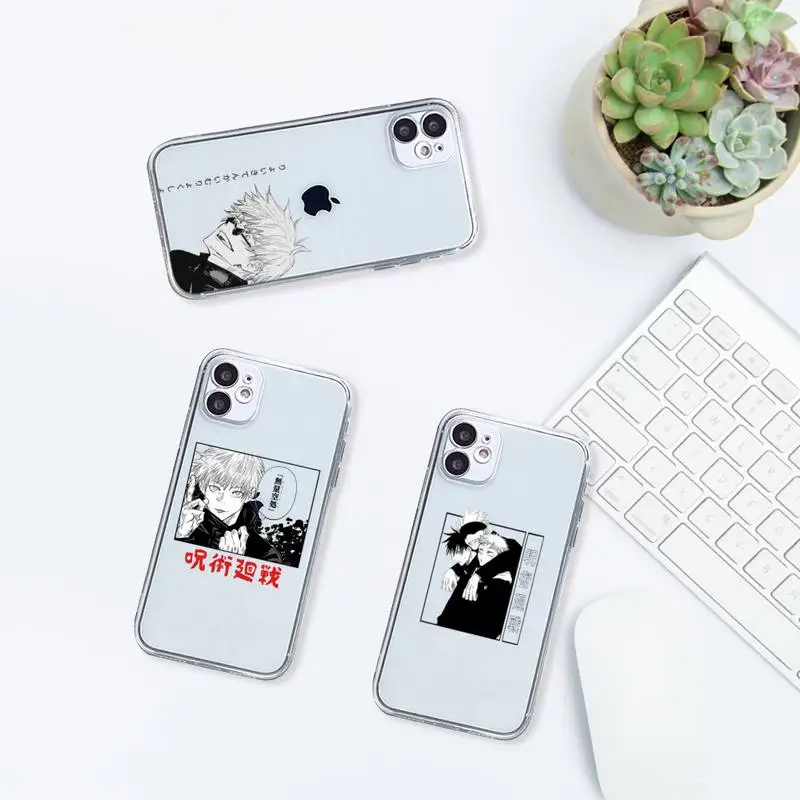 

Hot Anime Jujutsu Kaisen Phone Case Transparent soft For iphone 12 11 13 7 8 6 s plus x xs xr pro max mini
