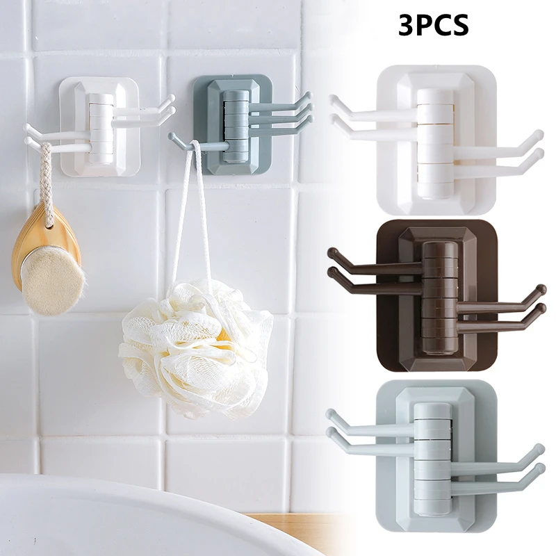 

Самоклеящиеся крючки с вращением на 180 °, 4 крючка, домашний настенный дверной Органайзер, вешалка для сумок и галстуков без перфорации, подв...