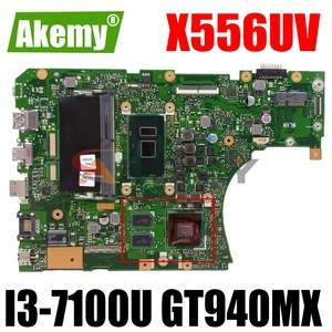 akemy x556uv laptop motherboard for asus x556uqk x556ub x556uq x556uj x556uf x556u original mainboard 8gb ram i3 7100u gt940mx free global shipping