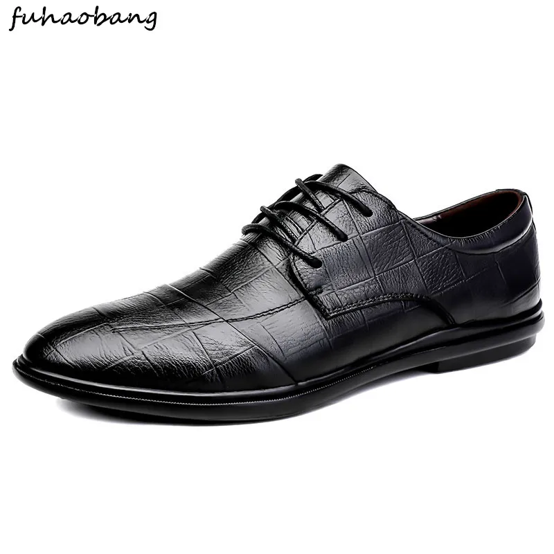 Мужские туфли из натуральной кожи Модные Туфли оксфорды на шнуровке Модельная