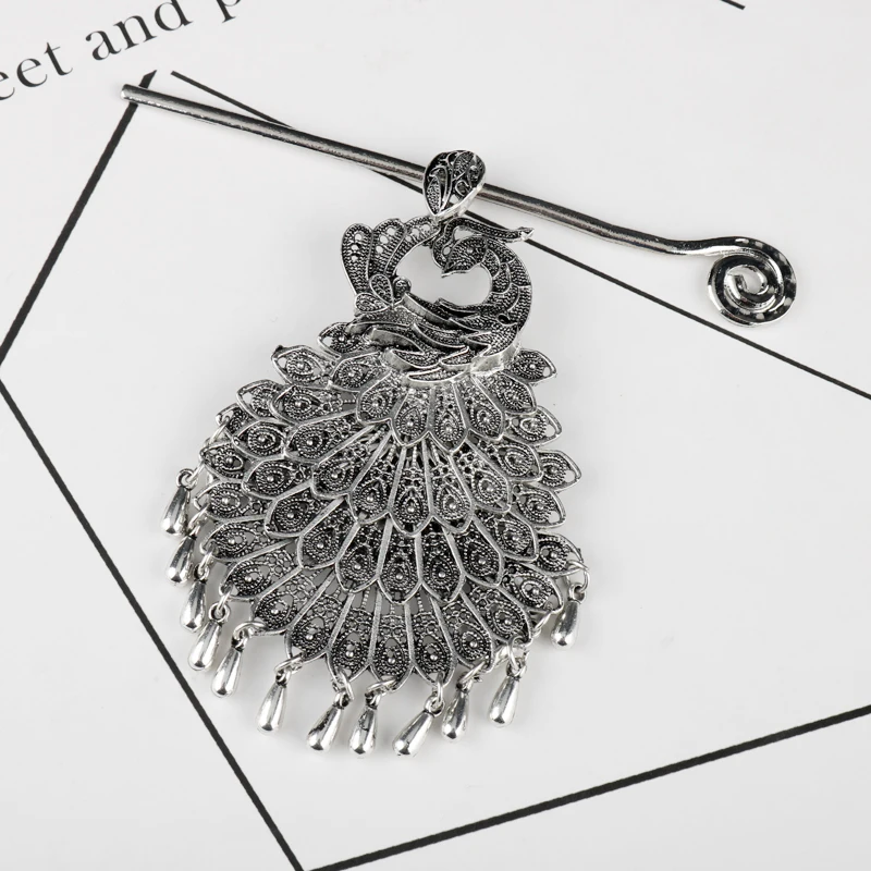 

Chinese Style Vintage Knot Hairwear Peacock Shape Hair Pin Headwear Metal Jewelry Cute Design Trendy Gift for Women