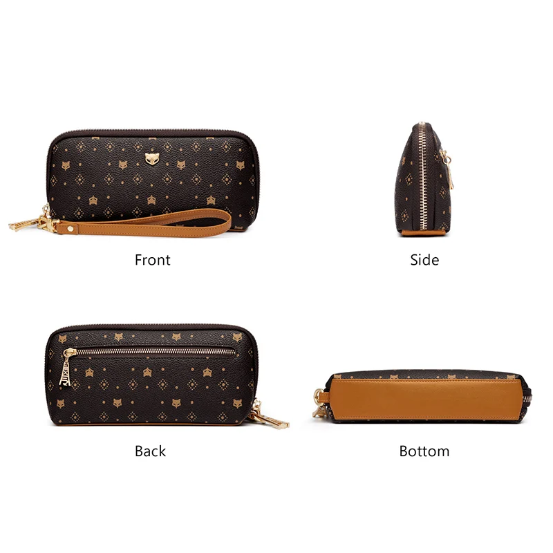 FOXER Women Printing Clutch Bag PVC Leather Cosmetic Bag Lady Money Bag Storage Female Long Clutch Wallet Classic Phone Purse