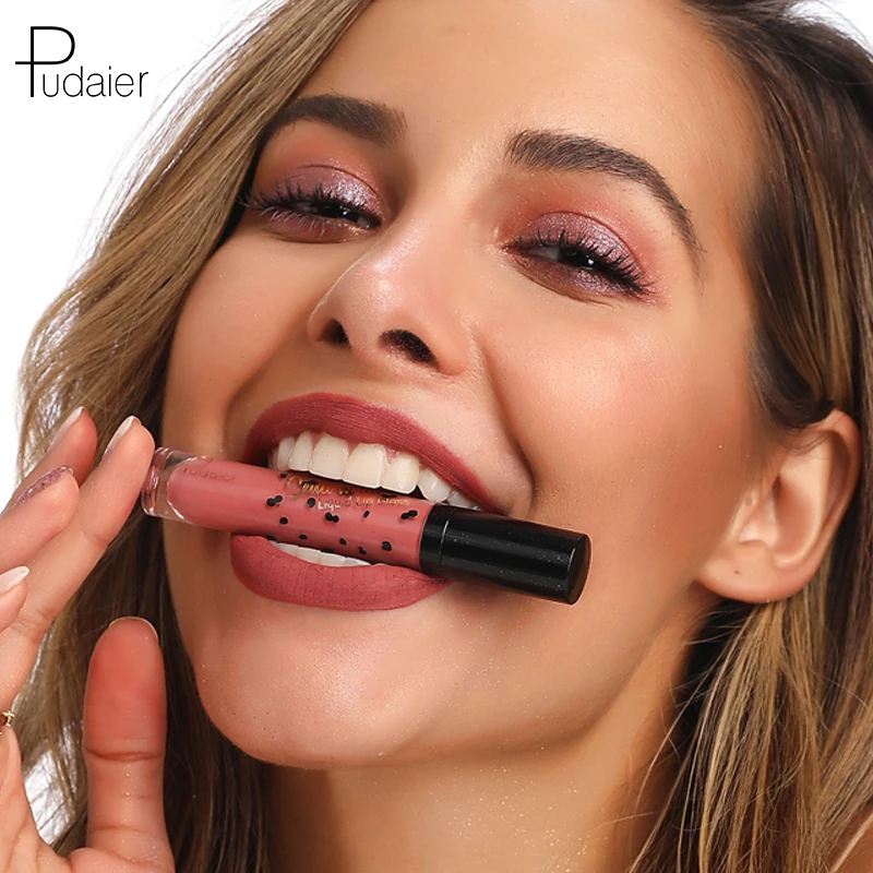 Полуматовая губная помада Pudaier долговечная жидкая для макияжа губ 12 цветов