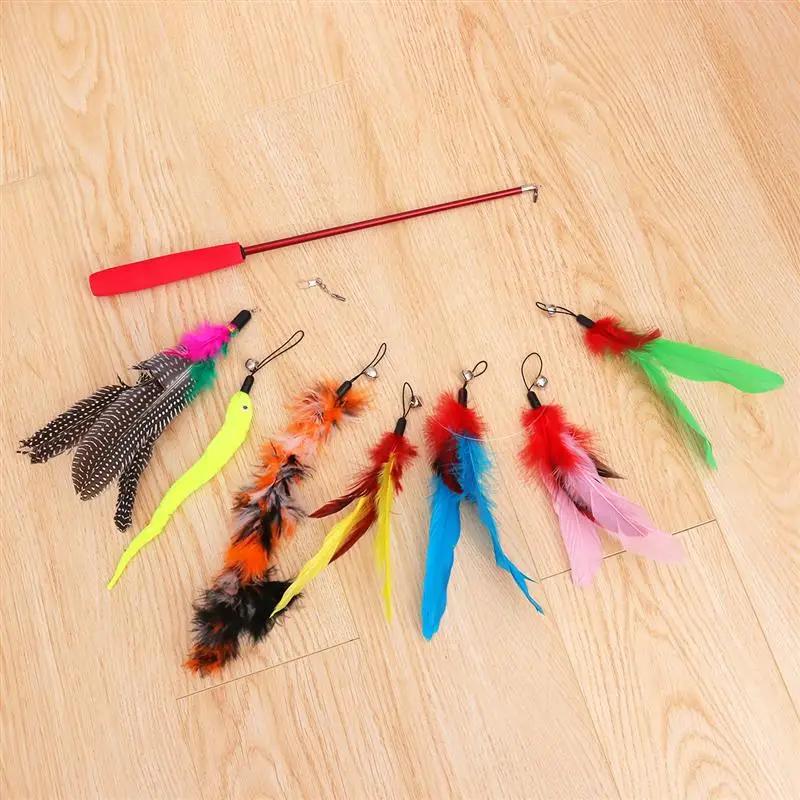 Выдвижной кот игрушки интерактивные перо тизер палочка игрушка с 7 заправками