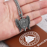 michael sword and shield archangel wings pendant necklace christian mens chain necklace religious catholic vintage accessories
