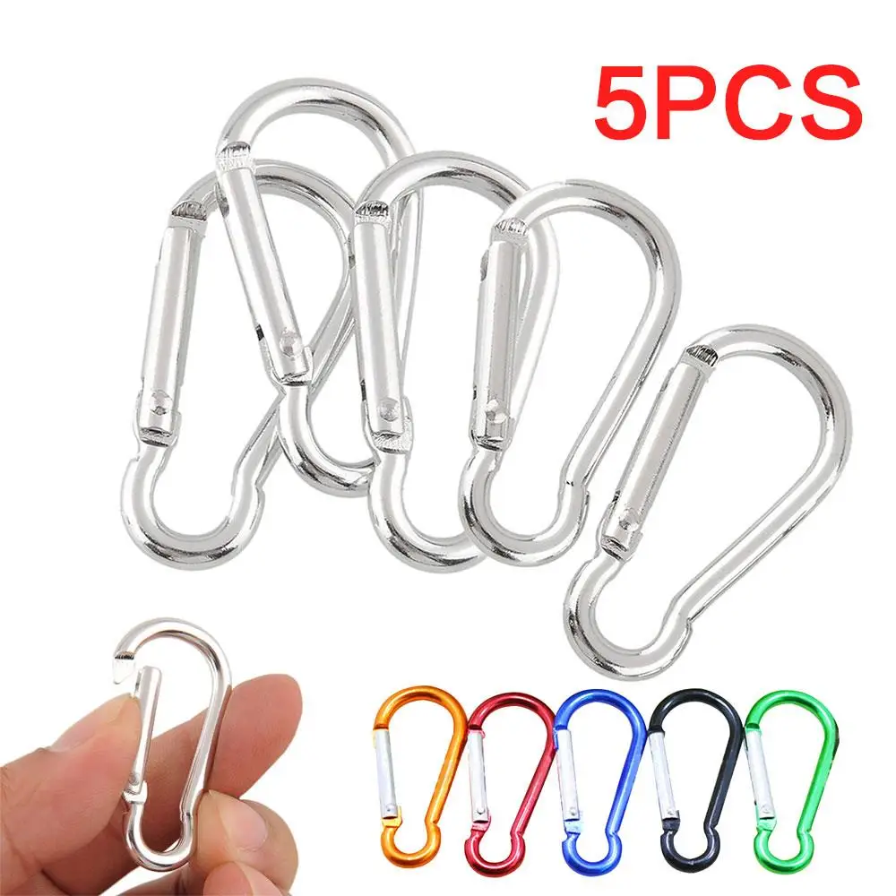 

5Pcs Silver Aluminum Carabiner Snap Hook Hanger Keychain Hiking Outdoor NEW