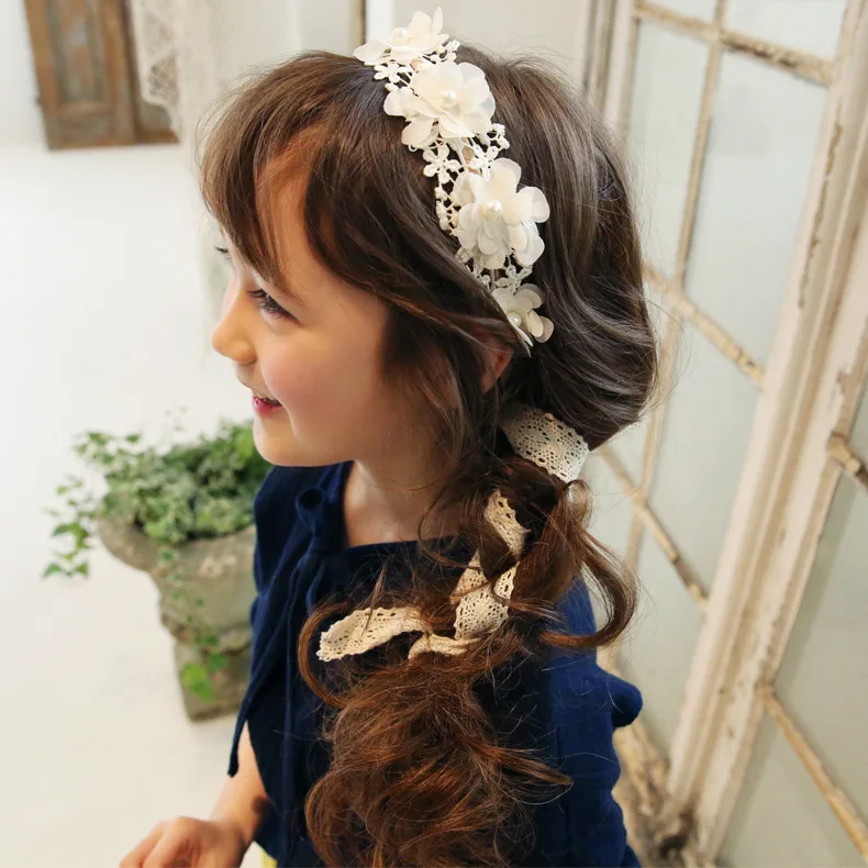 Korea Lace Flower Crown Head Band Hair Accessories lovely embroidery Headband for Grils Bow Princess | Детская одежда и обувь