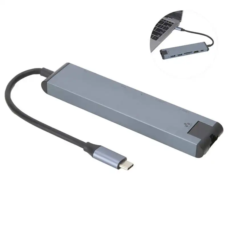 Концентратор 1000 Мбит/с usb хаб серый Алюминий из алюминиевого сплава для