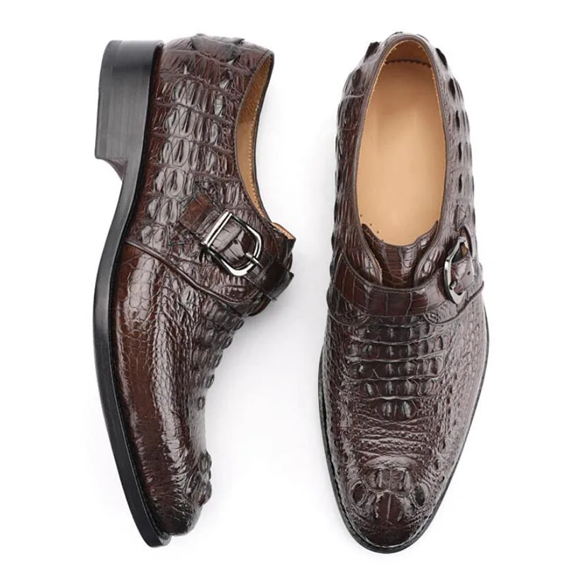 Sipriks импортные коричневые крокодиловые кожаные туфли мужские роскошные строгие