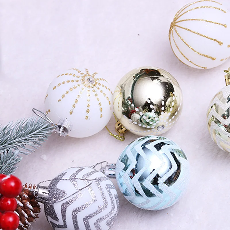 24Pcs Christmas Tree Ball Decoration Ornaments 6cm Colorful Balls New Year Gifts hallway and on the tree decor